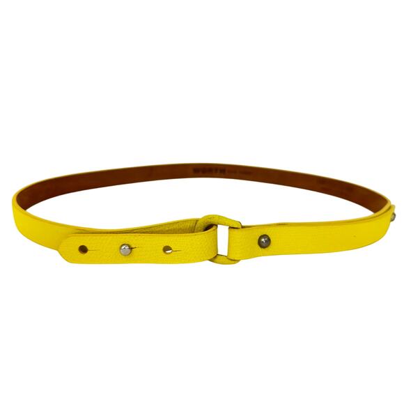 Worth Embossed Leather Waist Belt Yellow S Made in USA - Picture 1 of 10